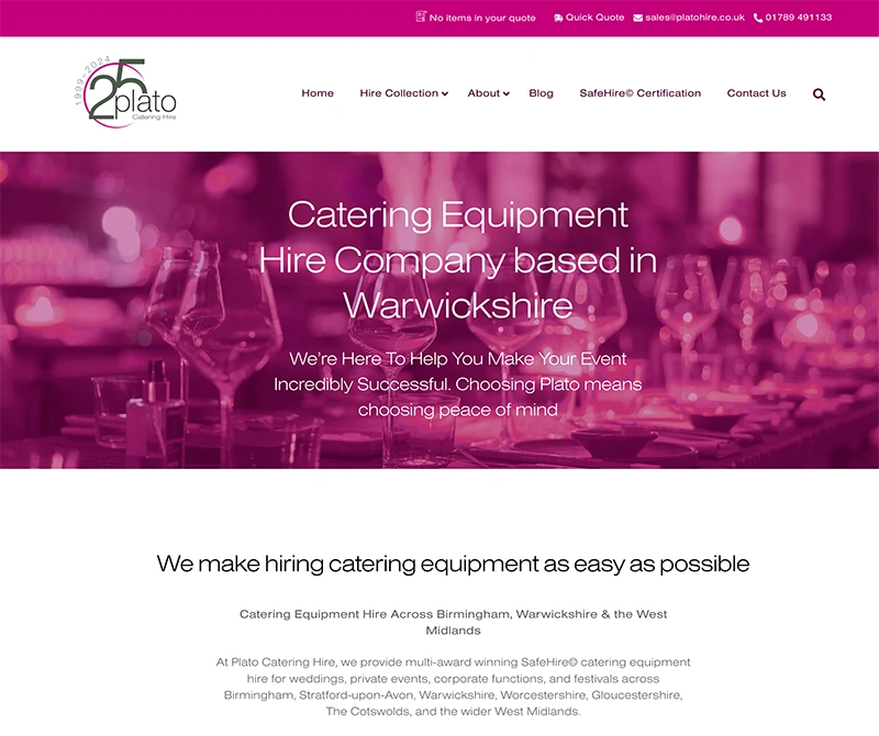 Plato Catering Hire Website Redevelopment
